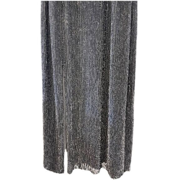 Retrofete Rebecca  Grey Velvet Trimmed Sequined Chiffon Dress ( No Belt) - Picture 7 of 11